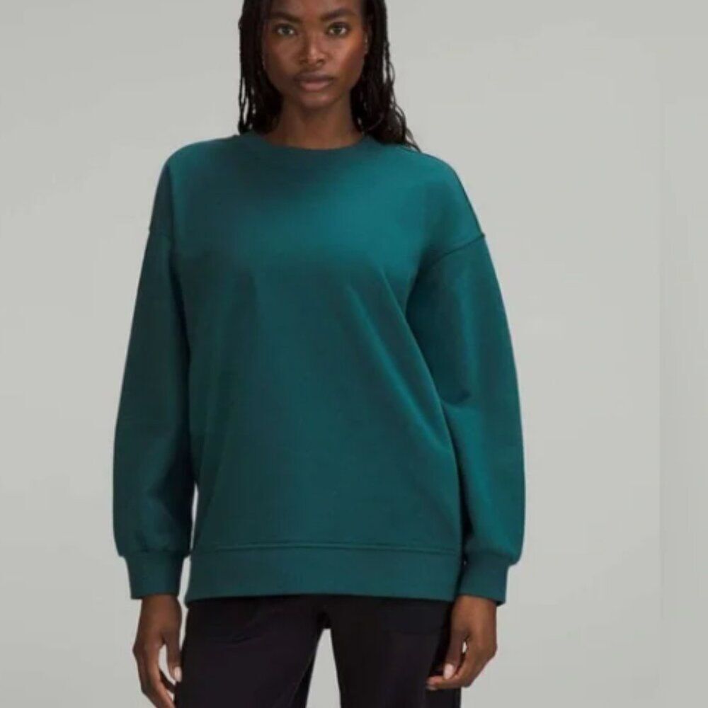 LULULEMON Perfectly Oversized Crew French Terry Jasper Green Size 8